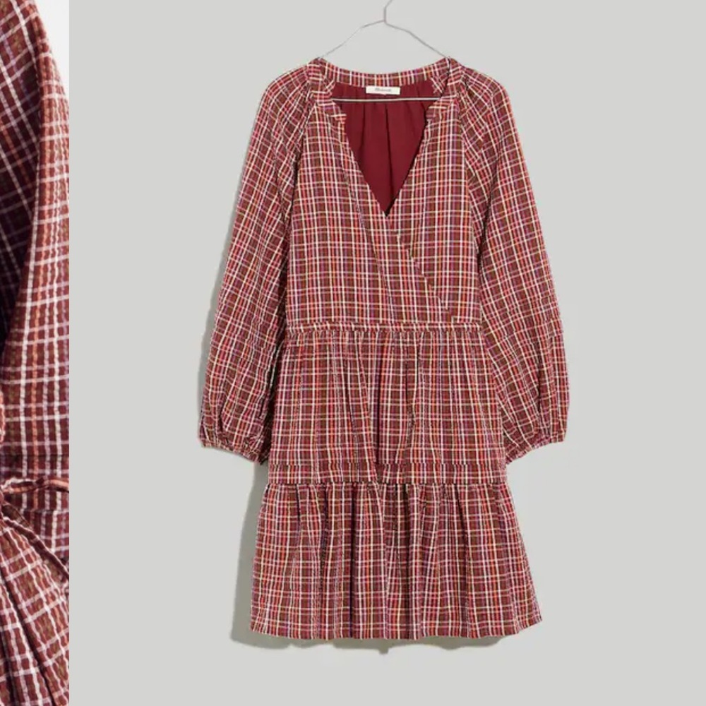 Madewell Seersucker Wrap Mini Dress NWT size XL - Picture 5 of 9